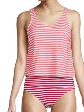 Lands End One-Piece Striped Tankini Swimsuit 2X